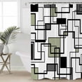 thumbnail image 4 of Shower Curtain, Sage Green Color Block Waterproof Shower Curtain Set with Hooks for Bathroom Showers,Stalls and Bathtubs,72x84In Black Stripe Abstract Geometric, 4 of 9