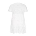 thumbnail image 6 of Zpanxa White Dress for Women, Bohemian Crewneck Short Sleeve Mini Dress, Solid Zipper Lace Short Dress, T shirt Dress White-B L, 6 of 7
