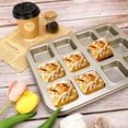 thumbnail image 6 of Brownie Pan with Dividers, 1 Set Gold All Edges Square Cupcake Brownie Pans 12 Cavity Mini Non Stick Baking Carbon Steel Bread Mold Small Edge 3x4 Individual Cutter Sheet Tray for Cake Oven, 6 of 7