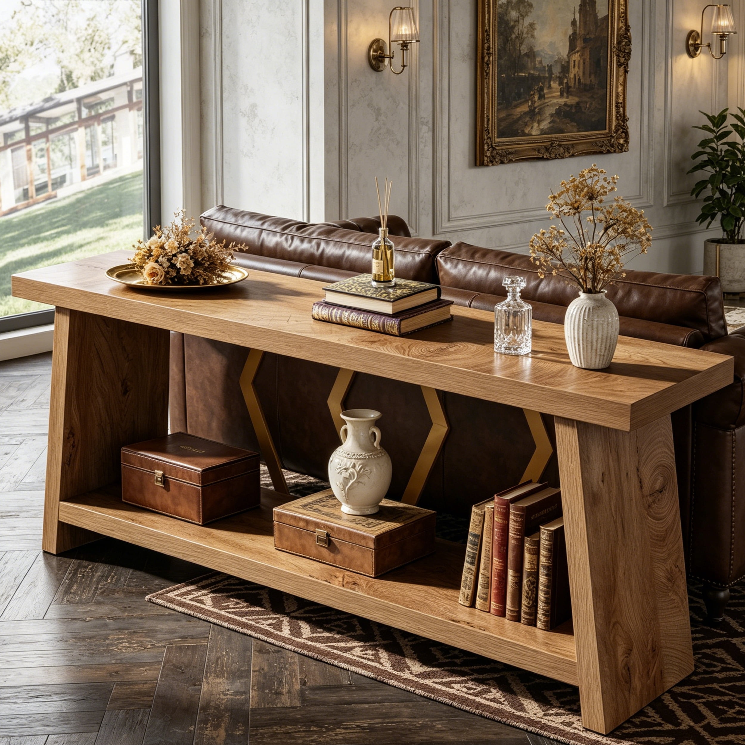 Fnova 70.86" Farmhouse Console Table for Entryway, 2-Tier Storage Long Narrow Wood Entryway Sofa Table, Easy Assembly, for Living Room Staircase Hallway Decor