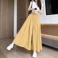 thumbnail image 3 of BLCHUNen Wide Leg Pants for Women Elastic High Waisted Flowy Pants Casual Loose Cooling Culottes Trousers Fashion,XL,Yellow, 3 of 3