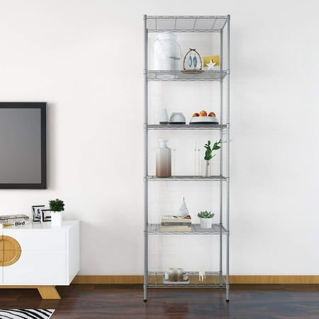 6 Tier 400lbs Capacity Rack Wire Shelving With Side Hooks For