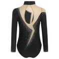 thumbnail image 2 of TSSOE Kids Girls Rhinestone Gymnastics Jersey Figure Skating Ballet Dance Leotard Bodysuit Performance Costume Black 8, 2 of 5