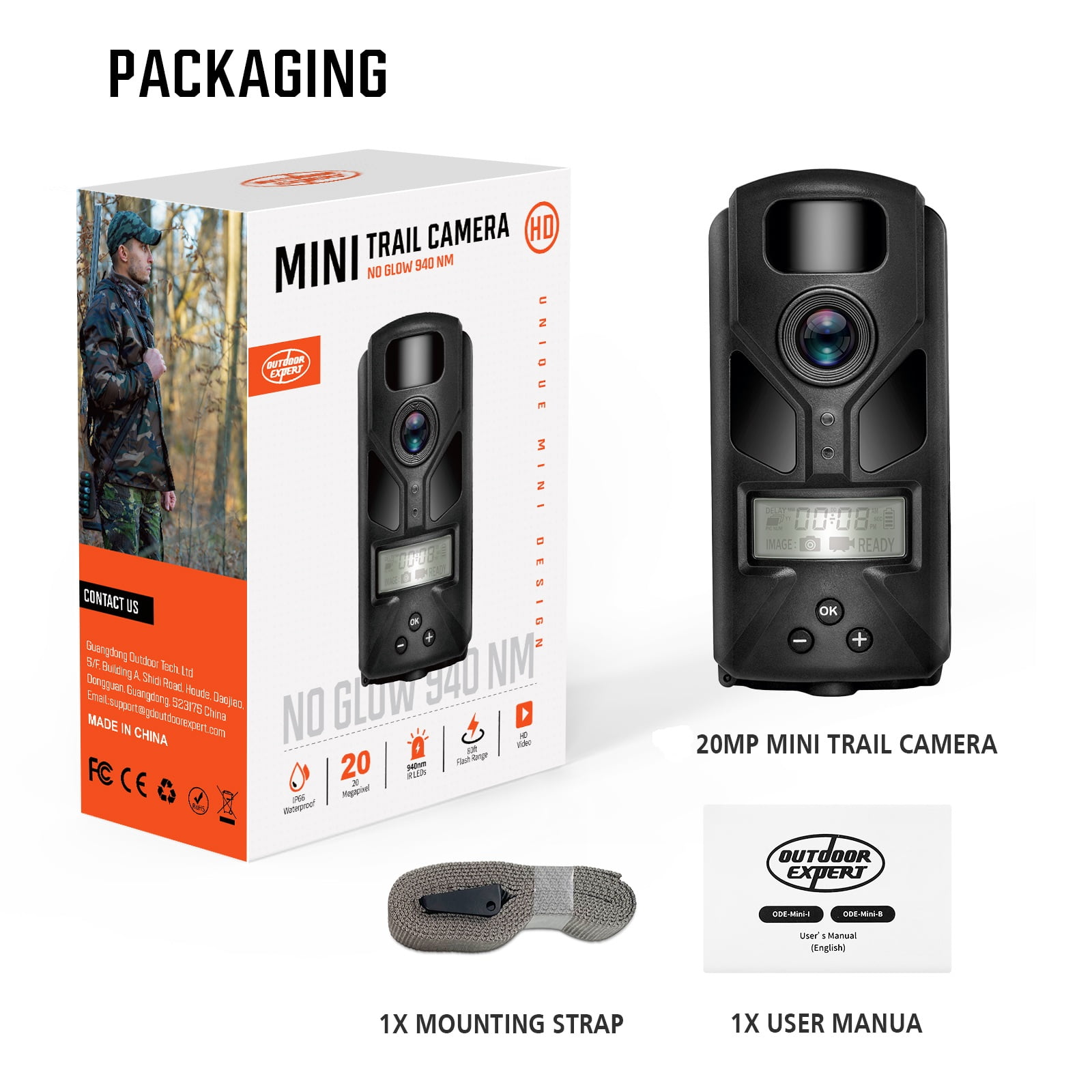 20MP Mini Trail Camera,1080P Hunting Trail Camera with No Glow 940nm Night Vision Motion Activated IP66 Waterproof,80ft Illumination Range Hunting Game Cam for Wildlife Monitoring