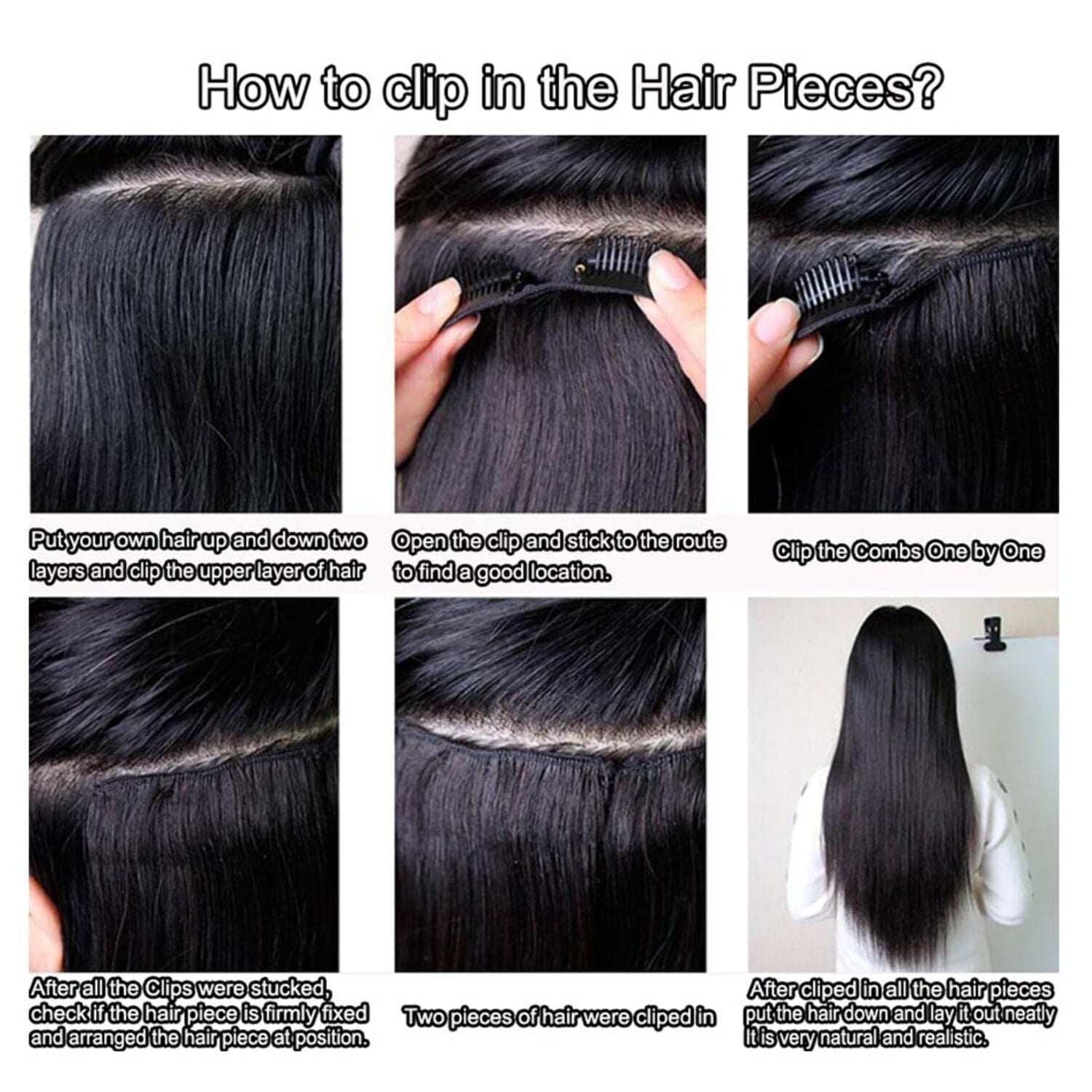 120 Gram 16“-22” Straight Clip in Human Hair Extensions Double Weft Straight clip in Brazilian Virgin Human Hair Full Head 7 Pieces/set