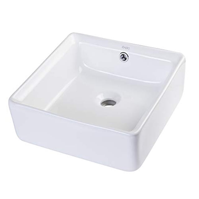 EAGO BA130 15-Inch Square Ceramic Above Mount Bathroom Basin