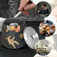 thumbnail image 4 of Yayeee Ashtray with Lid for Cigarette Smokeless Stainless Steel Home Ash Holder, Retro Watercolor Planet, 4 of 7