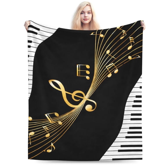 Music Blanket Gifts for Women Men Music Lovers Gifts Throw Blankets for Teacher Kids Musical Note Themed Piano Soft Cozy Bed Couch Plush Birthday Christmas Lightweight Blanket 50x40