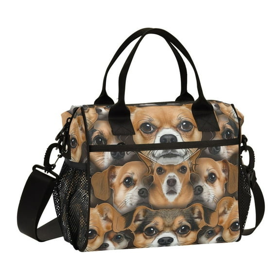 Chihuahua Dog Face Lunch Bag Insulated Lunch Box Leakproof Reusable Cooler Tote Adjustable Shoulder Strap for Men Women 9L