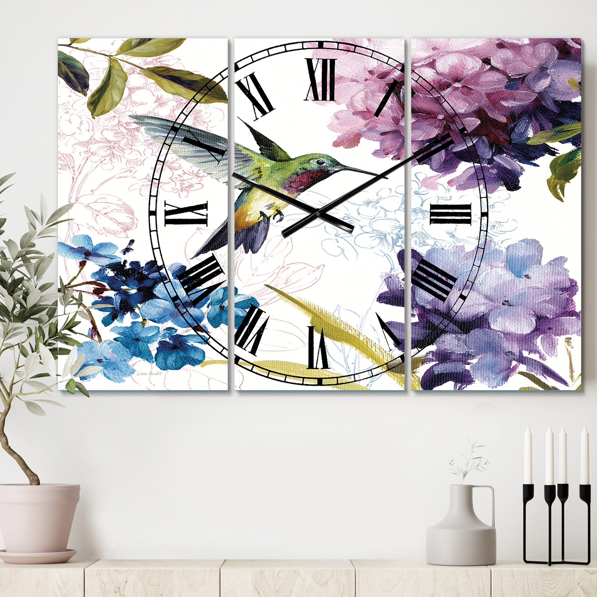 Designart 'Spring Nectar Square II' Traditional wall clock