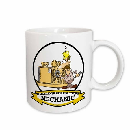 

3dRose Funny Worlds Greatest Mechanic Cartoon Ceramic Mug 15-ounce