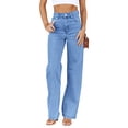 thumbnail image 2 of High Waisted Straight Leg Women's Jeans Loose Casual Lightweight Denim Pants, 2 of 5