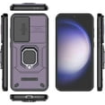 thumbnail image 2 of Case for Galaxy S24 FE,Military Slide Lens Camera Protection [Built-in Kickstand] Magnetic Metal Ring Holder Heavy Duty TPU+PC Shockproof Phone Case for Samsung Galaxy S24 FE 5G 2024 (Purple), 2 of 12