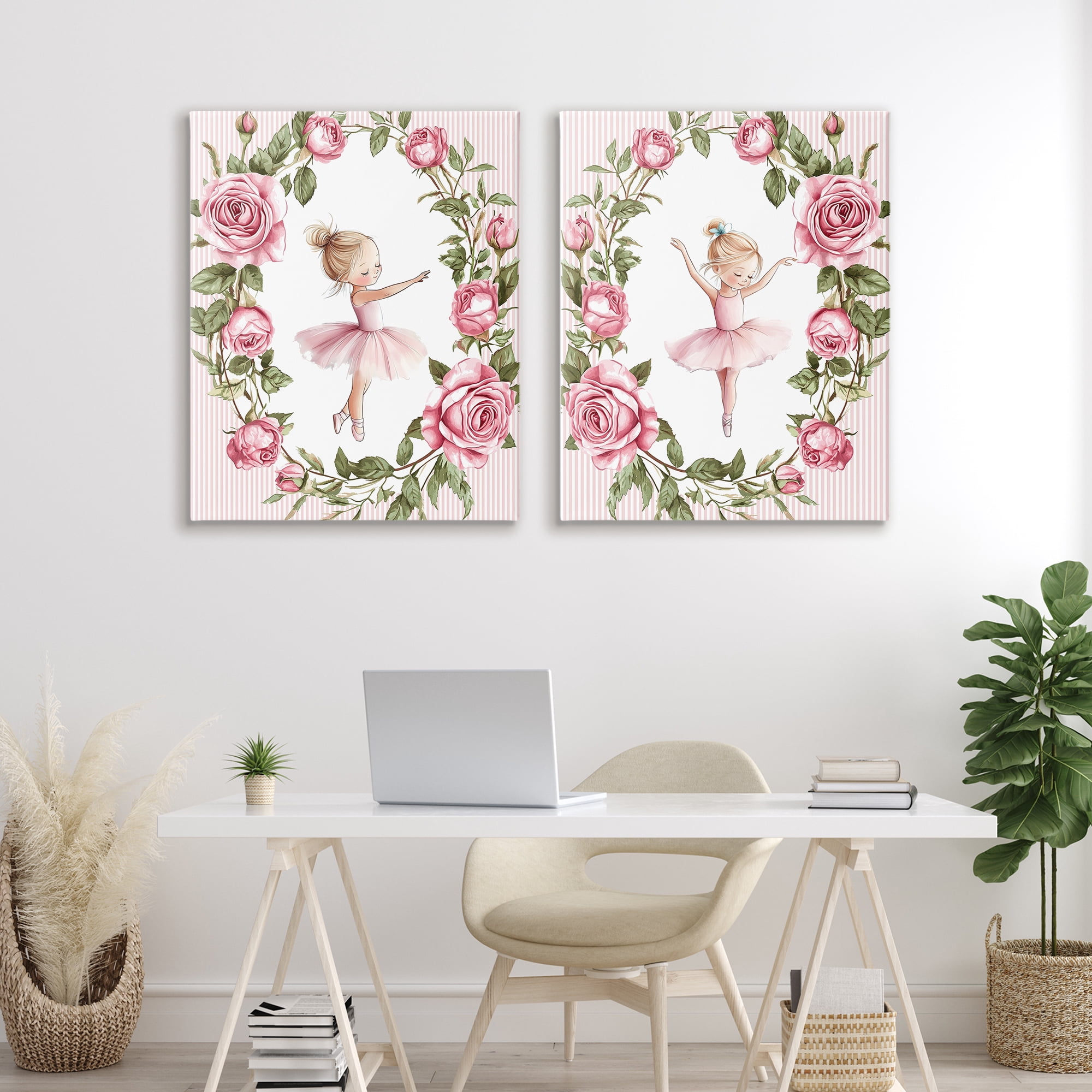 Stupell Industries Little Rose Dancers 2 Piece Canvas Wall Art Set, design by Christine Simpson Art