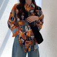 thumbnail image 1 of Las mujeres de gran tamaño camisa de impresión coreana de manga larga suelta blusa superior en veranopangjing, 1 of 4