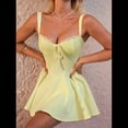thumbnail image 4 of Vestido Mini de Encaje Y2k para Mujer, con Volantes en el Dobladillo y Lazo en la Espalda, Vestido Corto Fluido de Corte A, Vestido Ajustado para Fiesta y Club. Amarillo XS, 4 of 10