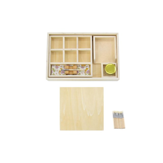 Caja de pegamento Montessori Kiddison con tarro y 10 cepillos
