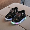 thumbnail image 2 of LED Flashing Light up Shoes for Kids Glitter Sequin Bow Leather Zipper High Top Walking Sneakers Toddler Girls, 2 of 5