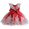 thumbnail image 2 of Baby Girls Flower Pageant Lace Dress Wedding Bowknot Gown with Headwear 0-6T, 2 of 7