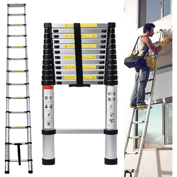 Telescoping Extension Ladder 16.5FT Aluminum Lightweight Telescopic Ladder with Locking Mechanism Multi-Purpose Collapsible Ladder EN131 Safe Standard Adjustable Height for RV Loft Home Attic