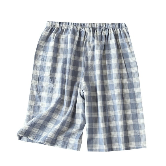 ZVNAΖH Women's Plaid Sleep Shorts, Summer Home Pajama Shorts, Drawstring Cotton Sports Yoga Lounge Shorts with Pockets, M-3XL