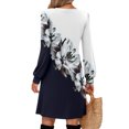 thumbnail image 5 of Ladies' Printed Casual Fashion V-Neck Long Sleeve Mid Length Dress with Floral Style for Spring and Autumn Gatherings,Black,L, 5 of 5