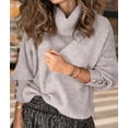 thumbnail image 5 of Women'S Oversized Chunky Pullover Sweaters Cowl Neck Long Sleeve Winter Slouchy Loose Knit Sweaters Gray L, 5 of 8