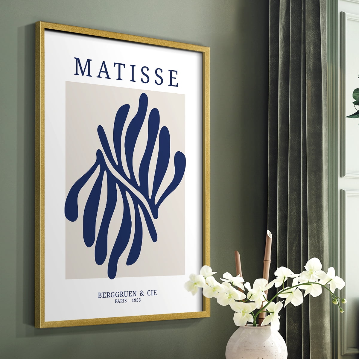 Matisse CDXII in Gold Solid Wood Framed Print No Nail Hanging