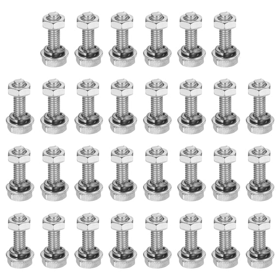 M4 x 14mm 304 Stainless Steel Hex Head Screws Bolts, Nuts, Flat & Lock Washers Assortment Kit, 30 Sets