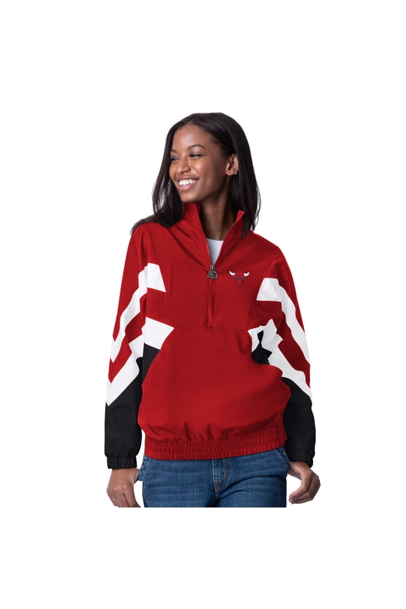 Women's Starter Red Chicago Bulls Renegade Oxford Half-Zip Jacket