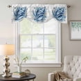 thumbnail image 6 of Summer Tie Up Valances Curtain, Adjustable Kitchen Ocean Blue Geometric Texture Conch Starfish Wood Grain Valances for Windows Decor, Rod Pocket Short Curtains Set for Bedroom/Bathroom, 54"x18", 6 of 9