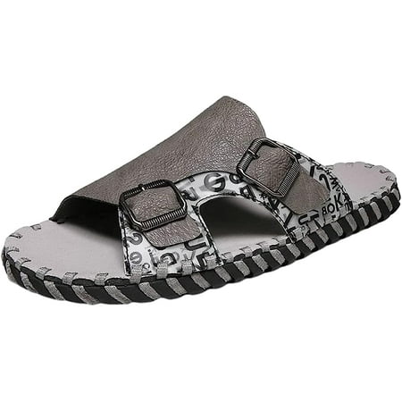 

DabuLiu Men Summer Sandals Trendy Non Slip Soft Breathable Slipper Flat Leather Casual Outdoor Shoes