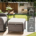 thumbnail image 5 of Planntonneo 3 Pieces Patio Furniture Sets-All Weather Wicker Rattan 3-Seat Sofa Set with 6" Cushion and Multifunctional Ottomans for Deck Backyard, Brown/Beige, 5 of 7