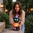 thumbnail image 5 of Halloween Frankenstein Cat LED Light, 7.87 Inch Resin Glowing Dog Figurine with Pumpkin, Indoor Outdoor Decor for Porch Mantel Party Home, 5 of 5