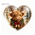 thumbnail image 3 of Tyidzon Highland Cow Christmas Ornament, Heart Shape Flat Acrylic Print with Hanging Cord for Highland Cow Lovers and Tree Decoration, 3.15 in, 3 of 7