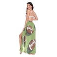 thumbnail image 3 of FORMRS Womens Long Sarong Beach Wrap Semi-Sheer Bikini Skirt Bathing Swimsuit Cover Up, Game Day Footballs, 3 of 7