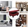 thumbnail image 2 of Flannel Storage Ottoman Bench, Storage Chest, Foot Rest Stool, Red, 2 of 8