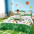 thumbnail image 3 of Manfei Soccer Sport Twin Bedding, Football Bedding Comforter Set, Green White Gold, Polka Dots Reversible 7pcs, 3 of 6