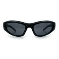 thumbnail image 3 of 90s Sport Fashion Wrap Around Styling Star Emblem Temple Sunglasses All Black, 3 of 8