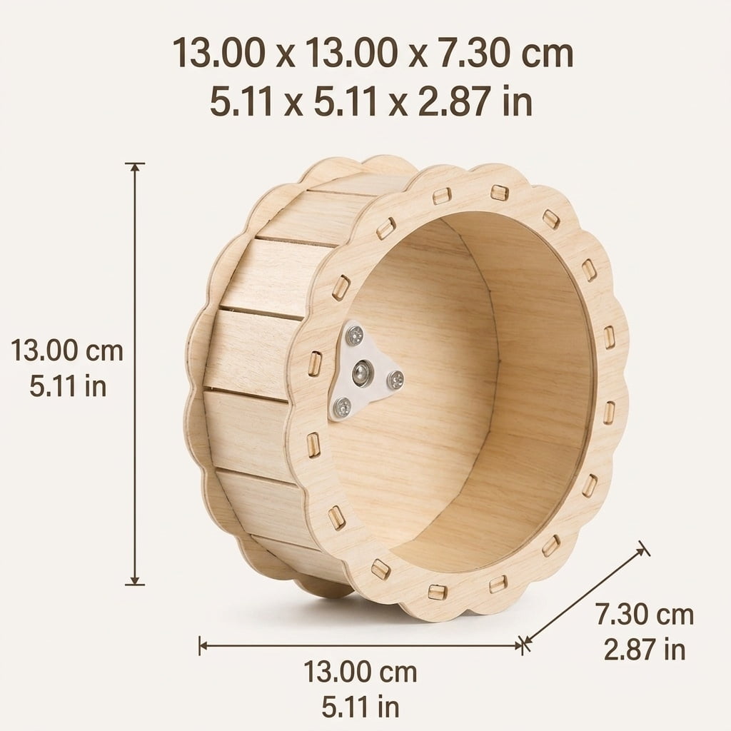 WEUVEB Hamster Wheel Wood Beige Round Silent Operation Exercise for Small Pets 1Set