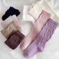 thumbnail image 6 of Girls Crew Socks Ribbed Knit Slouch Mid Calf Sock Solid Color Soft Cotton Breathable School Uniform Socks*1pc, 6 of 6