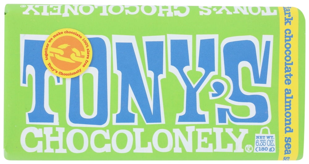 Tony's Chocolonely Almond Sea Salt 51% Dark Chocolate Bar, 6.35 oz