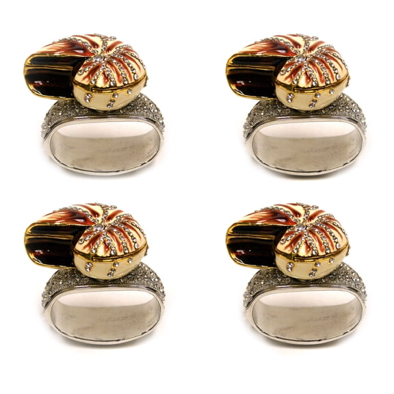 Things2Die4 Set of 4 Rhinestone Encrusted Metal Nautilus Shell Napkin Rings