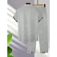 thumbnail image 2 of Men's 2 Pieces Casual Loungewear Sets Casual Long Sleeve Shirts Beach Pants Holiday Outfits Regular Fit Gray 3XL, 2 of 5