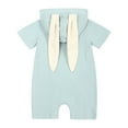 thumbnail image 3 of VNKIDY Boys Bodysuits Baby Bunny Ear Hooded Romper Short Sleeve Crewneck Solid Color Zipper Bodysuit For Daily Wear Cute Styling Casual Onesie, 3 of 8