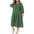 thumbnail image 2 of Agnes Orinda Women's Plus Size Valentines Day Dress Long Sleeve V Neck Ruffle Dresses 2X Green, 2 of 6