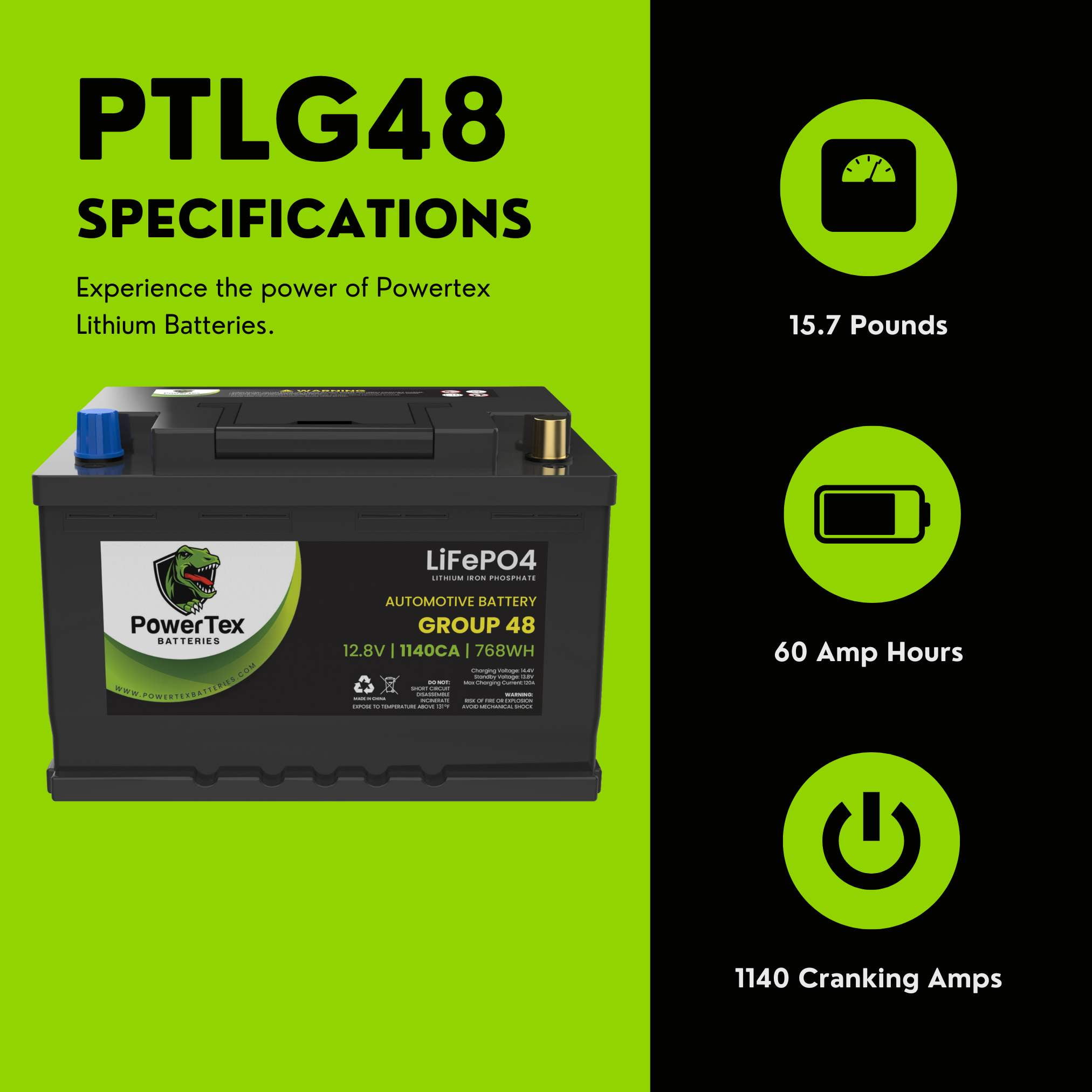 Green Cell® LiFePO4 Batterie, 60Ah 12.8V 768Wh
