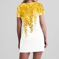 thumbnail image 6 of GaThRRgYP Women's Round Neck Summer Dress-Short Sleeves Chic,Women's Fashion Summer Print Short-sleeved V-neck Casual Dress Yellow XXL, 6 of 8