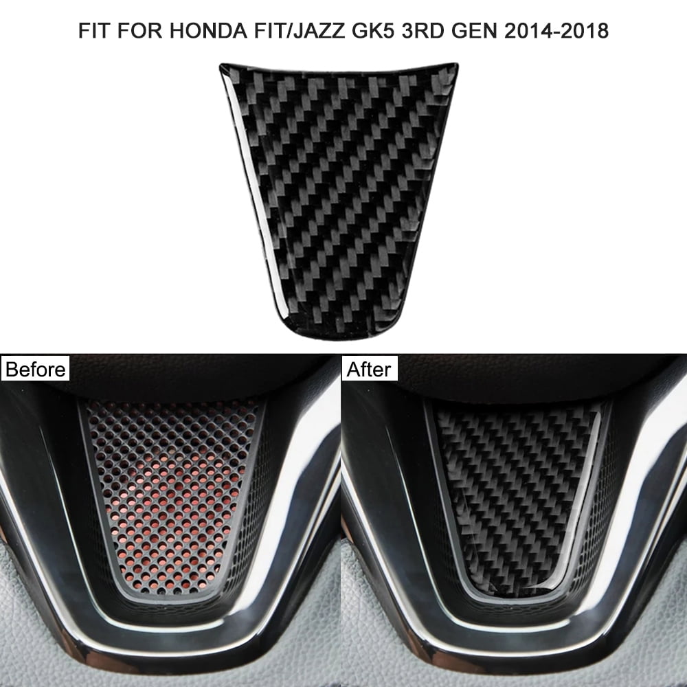 Car Steering wheel Stickers Carbon Fiber Material Vehicle Bearing Circle  Trim Fit for Honda Fit/Jazz GK5 3RD GEN 2014-2018