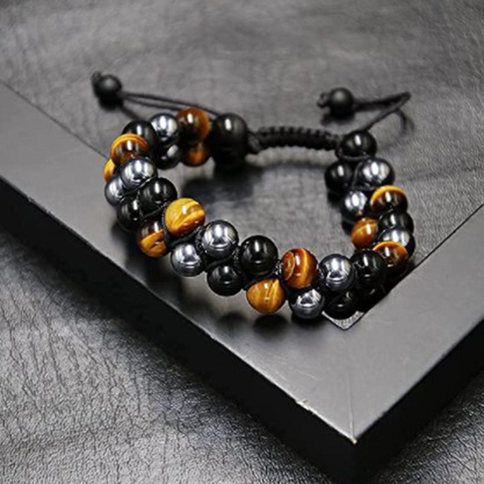 Bracelet Homme En Hématite Naturelle - Pierre Noire, Taille Élastique | Bijou Masculin Force Et Confiance - 6